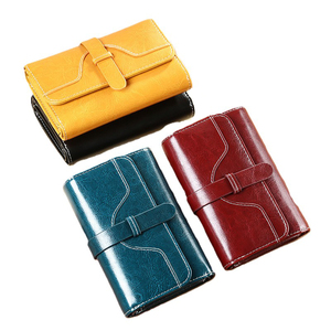 Luxury Yellow Small Women's Genuine Leather <strong>Trifold</strong> <strong>Wallet</strong> RFID Money Coin Purses for Women <strong>Wallets</strong> Woman Foldover Clutches Bag - Product Image 1
