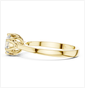 แหวนเพชรสีทองสวยงามและสวยงามพร้อมฐานดอกทิวลิปหกง่ามเพื่อประกายและเจิดจรัสจากอินเดีย - Product Image 2