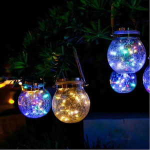 Outdoor Pendurado LED Mason <span class=keywords><strong>Jar</strong></span> Luz Crack Garrafa De Vidro lâmpada Lanterna <span class=keywords><strong>Solar</strong></span> Luz - Product Image 5