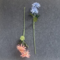 Chrysanthème artificiel de qualité supérieure pour décoration de cercueil et de tombe, fleur à 3 têtes, faux tige unique, vente en gros