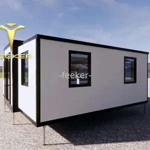 Chân antiseismic 40 20 ft prefab container mở rộng nhà di động hiện đại đúc sẵn nhà 3 phòng ngủ với nhà bếp