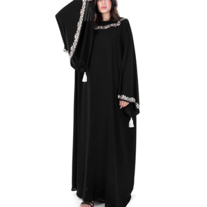 Abaya LEDUO con Mangas Campana Fluidas y Adornos de Cristales Brillantes, Elegante Túnica Transpirable para Uso Diario en Primavera - Product Image 1
