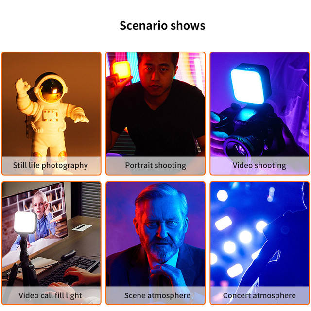 Hongdak Wholesale Double Sides 360 Rotation Full Color Mini Portable LED Camera Lights Magnetic RGB Video Fill Light