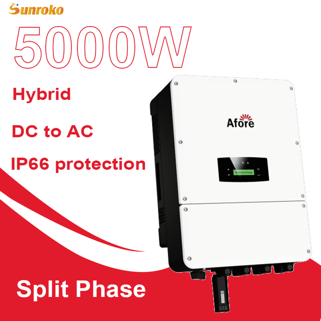 Afore Hybrid Solar Power Inverter Split Phase 3Kw 5000W 6Kw 9.6Kw Pure Sine Wave Inverter High Voltage