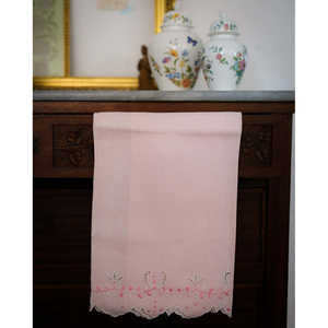Pink Linen Hand <b>Embroidered</b> <b>Towel</b> 138x70 cm - Product Image 2