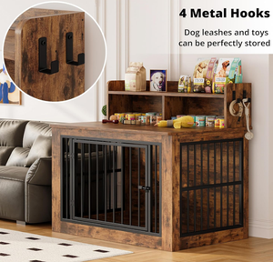 Cage à chien en bois moderne <span class=keywords><strong>extra</strong></span> <span class=keywords><strong>large</strong></span> avec 4 crochets robustes pour la décoration du salon, chiens de grande taille, 43,3 pouces - Product Image 4
