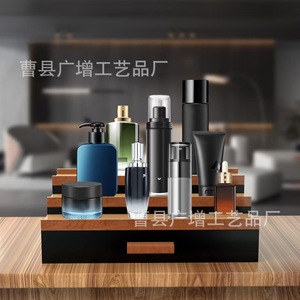Wooden Cosmetic Display Rack With Drawers 3 Tier <b>Desktop</b> Makeup Organizer Storage <b>Shelf</b> For Beauty Products - Product Image 1