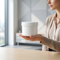 Pot en plastique blanc de 200 ml avec poignée et couvercle pour usage polyvalent, fabriqué par Gaode
