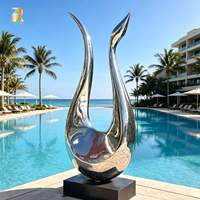 Escultura Moderna de Acero Inoxidable RELONG para Hotel, Villa, Piscina, Paisaje, Arte Público al Aire Libre, Estatua Metálica Personalizada a Gran Escala