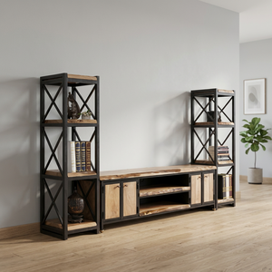 Bibliothèque rustique en bois avec plus de 10 étagères, meuble de rangement autoportant pour salon - Product Image 3