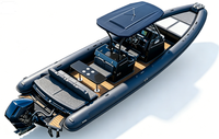 Entrega Rápida, Embarcación Neumática Rígida de Aluminio de 28 Pies, Estilo Deportivo, 860 Hypalon, para Pesca, Surf y Actividades al Aire Libre, con Costillas de Aluminio y PVC