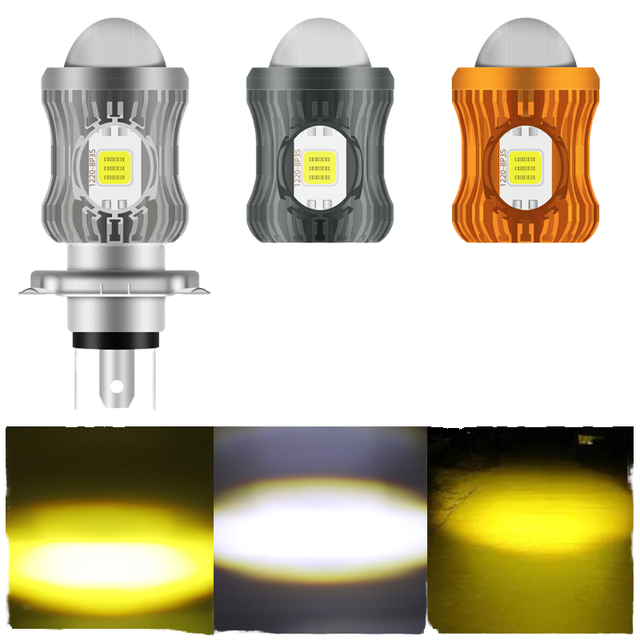 Dual Color LED Motorcycle Headlight H4 BA20D Scooter Bulb Moto Motorbike Spotlight Fog Lamp Lighting System for Motorcycles
