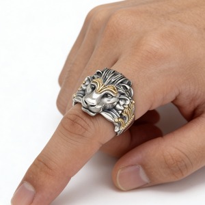 Bagues en <span class=keywords><strong>métal</strong></span> or et argent pour hommes, motif tête <span class=keywords><strong>de</strong></span> lion, style motard, punk <span class=keywords><strong>rock</strong></span>, unisexe, pour garçons, streetwear, hip hop, accessoire <span class=keywords><strong>de</strong></span> mode décontracté - Product Image 3