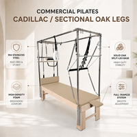 Table trapèze Cadillac en bois de chêne beige chaud, avec pieds fendus et base plate antidérapante, idéale pour studio à domicile et aménagement de salle de bien-être