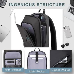<b>Backpack</b> for Men Business Slim <b>Backpack</b> with USB Charger <b>Computer</b> Lightweight Anti-theft Travel - Product Image 3