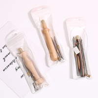 Ensemble d'aiguilles à poinçonner à trois aiguilles avec manche en bois et tube en laiton