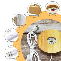 Mini lampe LED ronde en bois avec prise USB et interrupteur, veilleuse moderne pour boule de cristal 3D