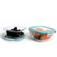 Boîte de conservation alimentaire carrée en verre de haute qualité JM et boîte à lunch en verre avec joint en silicone