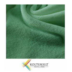 Tissu éponge peigné vert sauge 240 g/m² en rouleau, 80 % coton 20 % polyester, pour vêtements - Vente en gros - Product Image 1