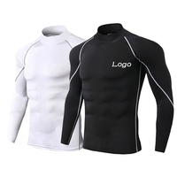 Herren Basketball Kompression hemden Langarm Athletic Workout Gym Roll kragen T-Shirt Active Running Base Layer Unterhemden