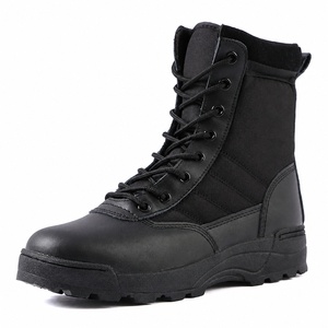 <span class=keywords><strong>Bottes</strong></span> tactiques classiques en cuir noir Cordura, coupe haute, œillets ronds, lacets, durables, pour le travail en extérieur, pour hommes - Product Image 1