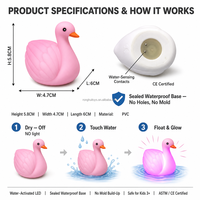Jouet de bain en caoutchouc LED flamant rose lumineux, jouet de bain en plastique clignotant et flottant, animal lumineux en vinyle avec lumières colorées