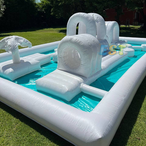 Big Splash Pool Tobogán de agua Patio trasero Tobogán de agua <span class=keywords><strong>Piscina</strong></span> Splash Castle Rosa Tobogán inflable <span class=keywords><strong>Piscina</strong></span> con pelota de playa flotante para niños - Product Image 4
