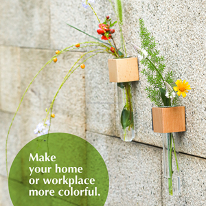 Jardinière murale en <span class=keywords><strong>bois</strong></span>, stations de propagation de plantes en verre, <span class=keywords><strong>vase</strong></span> à bourgeons en tube de verre pour réfrigérateur, <span class=keywords><strong>vase</strong></span> à fleurs en <span class=keywords><strong>bois</strong></span> en forme de cube pour fenêtre - Product Image 3