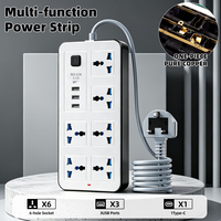 Enchufe de Extensión Universal de 6 Vías con 3 USB y 1 Tipo C de 3 Metros, Suministro de Fábrica, con Certificación CE ROHS