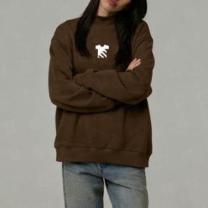 Nuevas Sudaderas Marrones de Moda al por Mayor, Sudaderas Lindas de Felpa Francesa de Manga Larga y Talla Grande para Mujer - Product Image 4