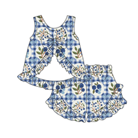 Ensemble de pyjamas en bambou pour bébé fille, nouveau style, imprimé personnalisé, débardeurs et shorts pour filles, tenues d'été pour filles, bébés