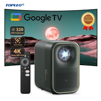 Projecteur domestique Topleo, projecteur vidéo intelligent Android, hub de cinéma, boîte TV intégrée, projecteur Android
