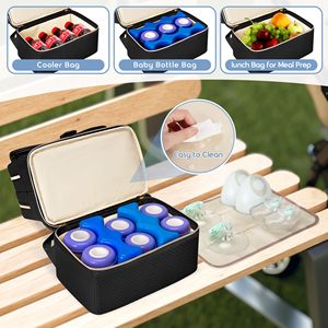 Bolsa refrigeradora de viaje portátil, compartimento de bombeo, impermeable, de poliéster, de silicona, con cremallera personalizada, sacaleches portátiles, bolsa con letras, comida - Product Image 5