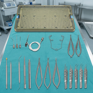 Juego de 21 Instrumentos Quirúrgicos Manuales de Acero Inoxidable para Cataratas, Herramientas Oftálmicas de Microcirugía, Bandeja de Esterilización, Uso Hospitalario - Product Image 2