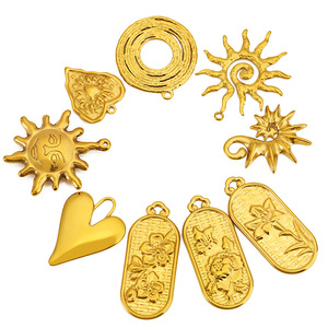Colgantes de acero inoxidable con forma de corazón y flor de sol, formas mixtas para hacer collares, componentes de joyería DIY - Product Image 4