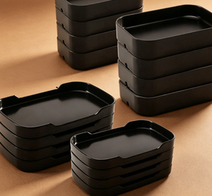Rectangle Eco-Friendly Fish Dish Food <strong>Serving</strong> Tray Stackable <strong>Plastic</strong> Colorful Restaurant Black Camping Stock Melamine - Product Image 3