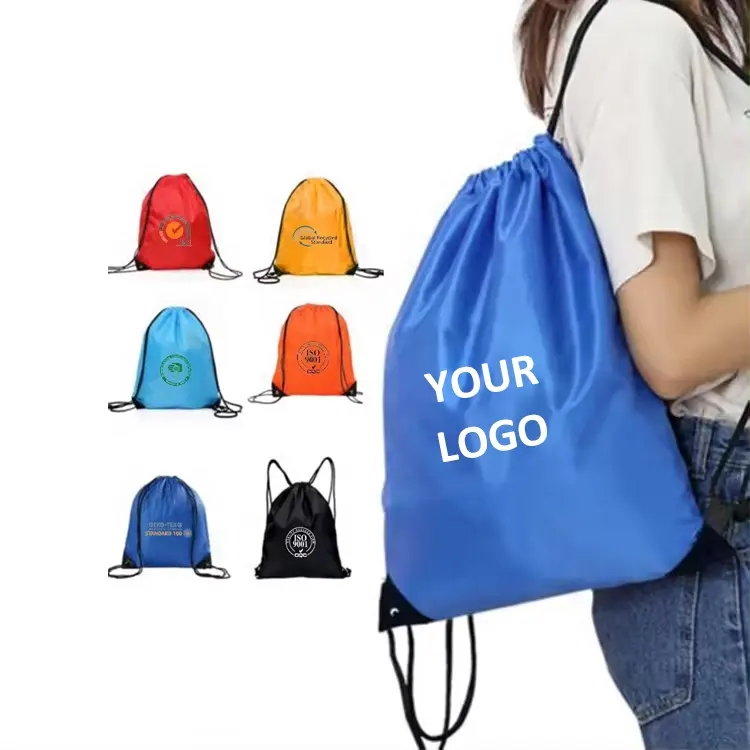 Opvouwbare Rugzak Bagpack Custom Trekkoord Rug Trekkoord Casual Bulk Voor Fitness Sport Yoga Opslag Polyester