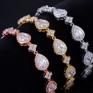เครื่องประดับผู้หญิงชุบทอง 18K สีเงิน รูปทรงหยดน้ำ ประดับเพชรซิคอนทรงลูกแพร์ สวยงามระยิบระยับ เหมาะเป็นของขวัญสำหรับงานหมั้น งานแต่งงาน และงานปาร์ตี้ - Product Image 1