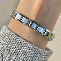 Pulsera Elástica de Acero Inoxidable 304 con Baño de Oro de 18K, Adornos de Diamantes, Diseño Cristiano, Personalizable, Venta al Por Mayor de Fábrica