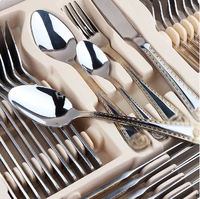 Service de Couverts 72/84 Pièces en Acier Inoxydable avec Coffret en Bois – Cuillères, Fourchettes et Couteaux Argentés pour Dîner et Fêtes