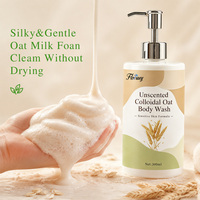 Floracy Gel Douche Corporel Non Parfumé à l'Avoine Colloïdale, Mousse Douce au Lait d'Avoine, Soin Quotidien Doux pour Peaux Sèches, Irritées et Sensibles, Confort Nettoyant