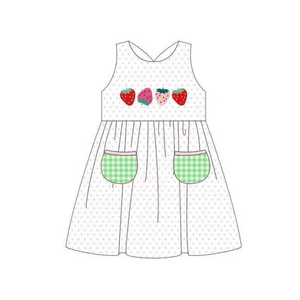 Preventa MOQ 5, Ropa de Verano para Niñas con Estampado Festivo de Fresas, Ropa al por Mayor para Hermanas, Moda Infantil, Boutique para Niños Pequeños, Precio de Fábrica - Product Image 2