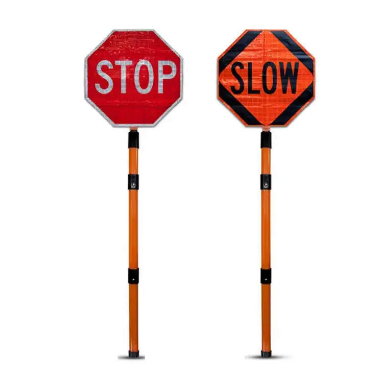 Réfléchissant rouge orange octogonal sécurité du contrôle de la circulation réfléchissant enrouler les palettes de signalisation lente d'arrêt de poche