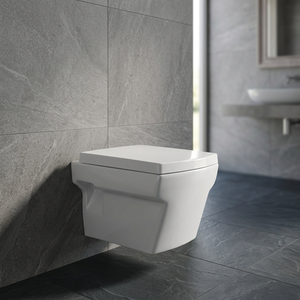 Asiento de inodoro de porcelana para colgar en la pared cuadrada de cerámica para baño americano europeo UF Pan EWC WC producto de artículos sanitarios para el hogar - Product Image 1
