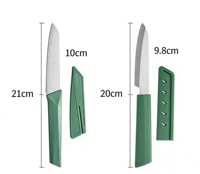 Cuchillo de Cocina de Acero Inoxidable con Funda Protectora, Cuchillo para Cortar Frutas Color Verde Matcha, Cuchilla Afilada