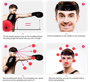 Boxing Dummy Reflex <strong>Ball</strong> <strong>Head</strong>-mounted PU Material 360-degree Elastic Connection Universal Improves Hand-eye Coordination Rhythm - Product Image 3