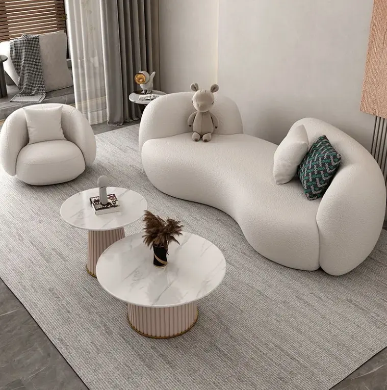 Yeni teknoloji modern kesit kumaş l şekli oturma odası kanepe set mobilya