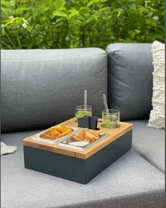 Holz Food Tray Anthrazit Couch Caddy Tablett mit Getränke halter Sofa Snack Caddy Tray Organizer mit Fernbedienung,