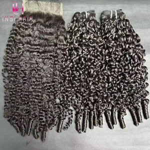 12A capelli birmani grezzi eurasiatici primavera capelli ricci tessuto cuticola allineati fasci di capelli di colore nero - Product Image 1