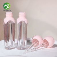 Nouveau tube d'emballage vide pour brillant à lèvres et huile à lèvres, 5 ml, rose transparent, à paroi épaisse, en plastique, avec bouchon à vis, personnalisable, de forme irrégulière